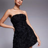 Murci exclusive structured bandeau 3d floral mini dress in black