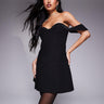 Murci shirred bust detail corset bardot lace up back mini dress in black