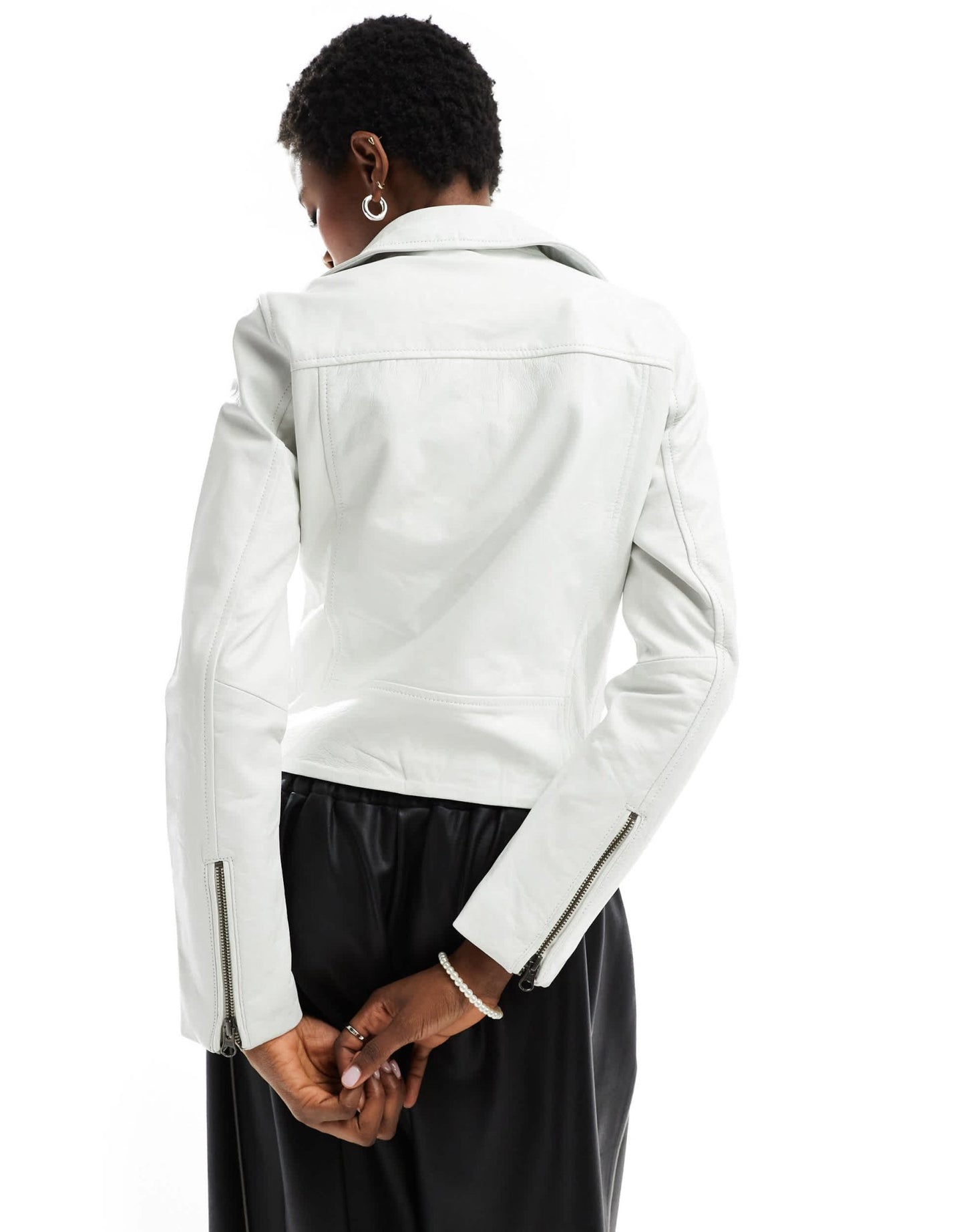 Muubaa classic leather biker jacket in stone - ASOS Sample Sale EU Store