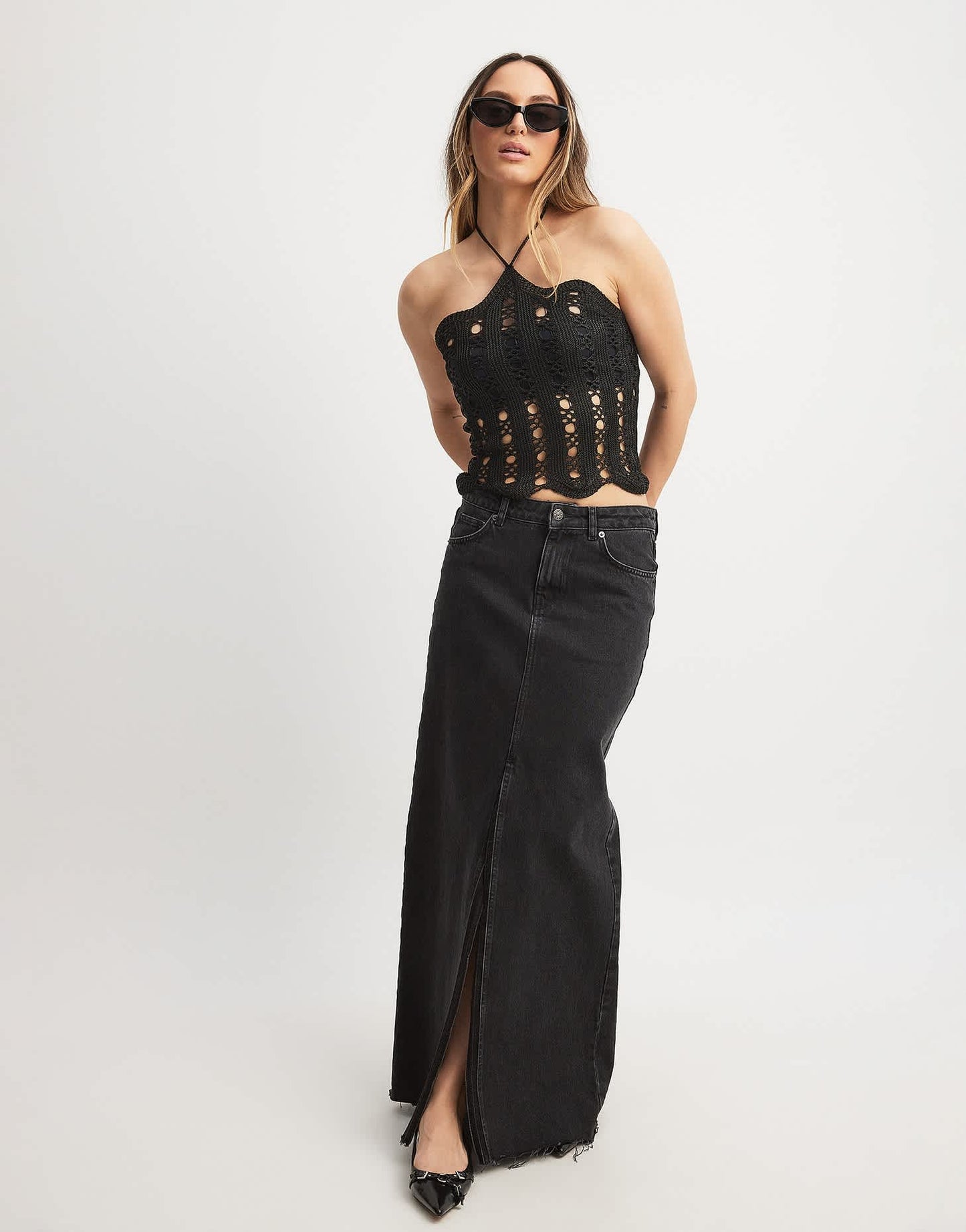 NA - KD crochet halter neck top in black - ASOS Sample Sale EU Store