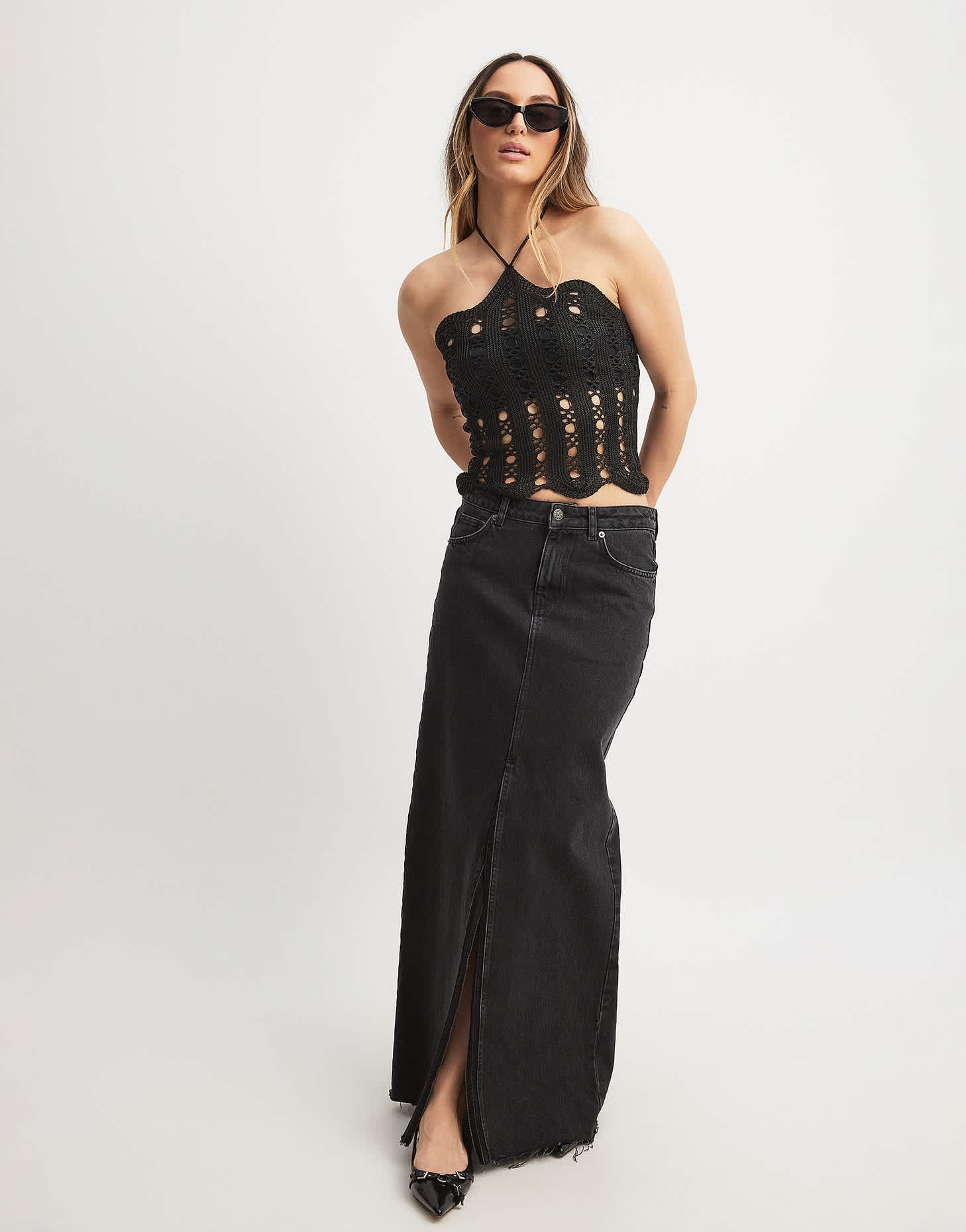 NA - KD crochet halter neck top in black - ASOS Sample Sale EU Store