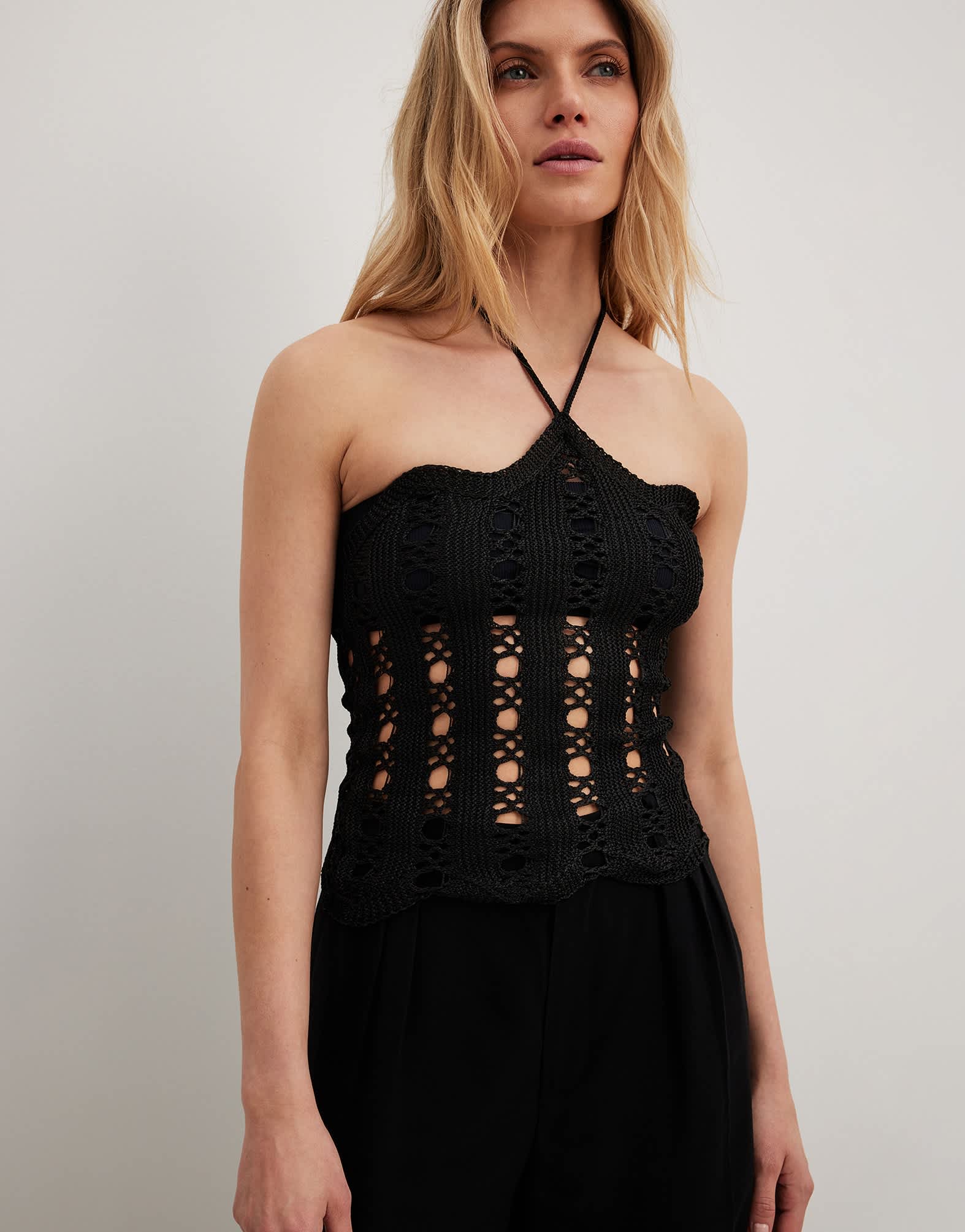 NA - KD crochet halter neck top in black - ASOS Sample Sale EU Store