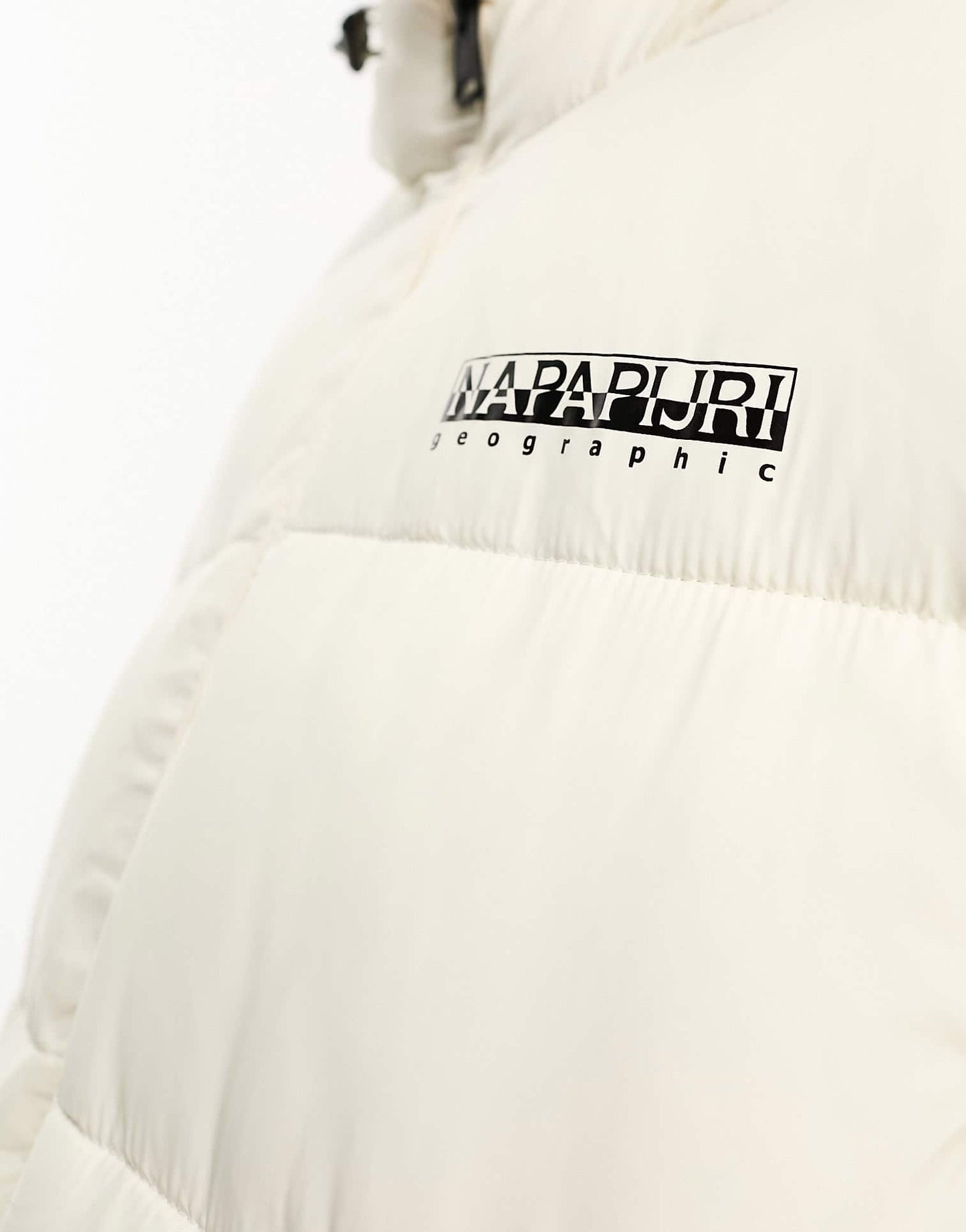 Napapijri Box Mid length water - repellent hooded puffer jacket in cream - ASOS Sample Sale EU Store