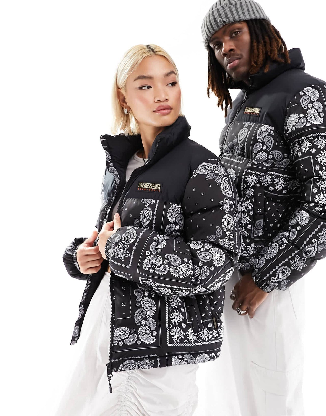 Napapijri puffer jacket in black paisley bandana print - ASOS Sample Sale EU Store