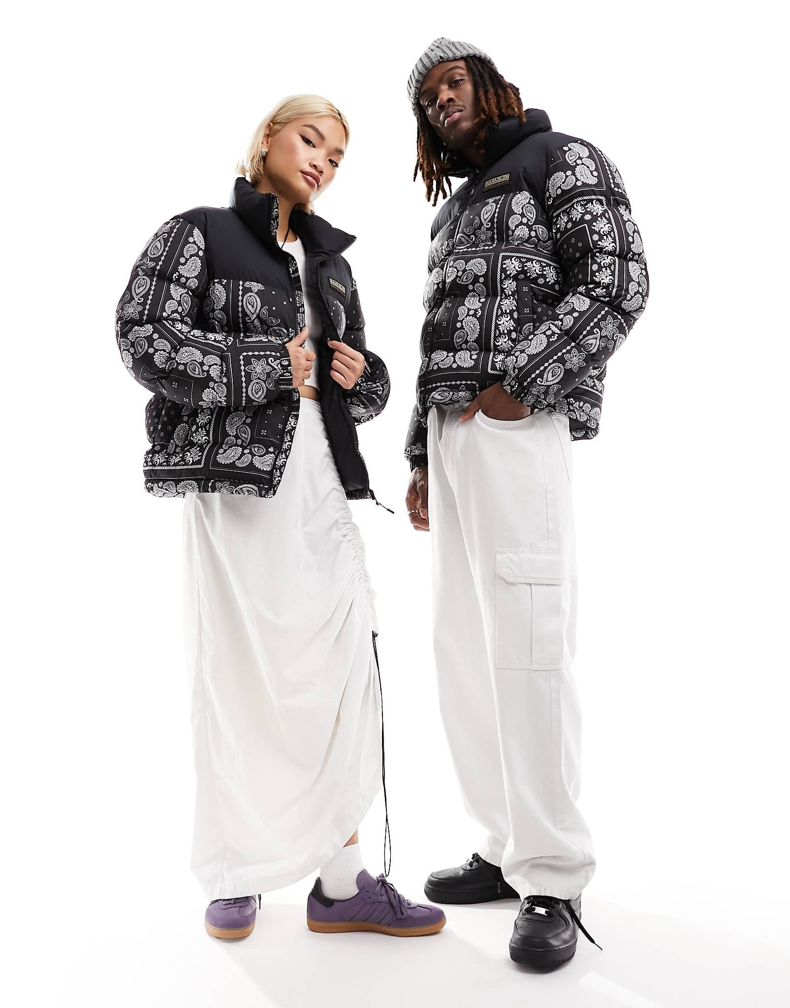 Napapijri puffer jacket in black paisley bandana print - ASOS Sample Sale EU Store