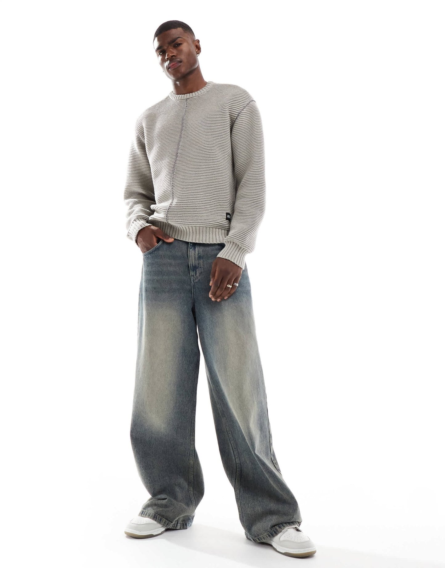 Native Youth chunky rib boxy jumper in grey - ASOS Sample Sale EU Store