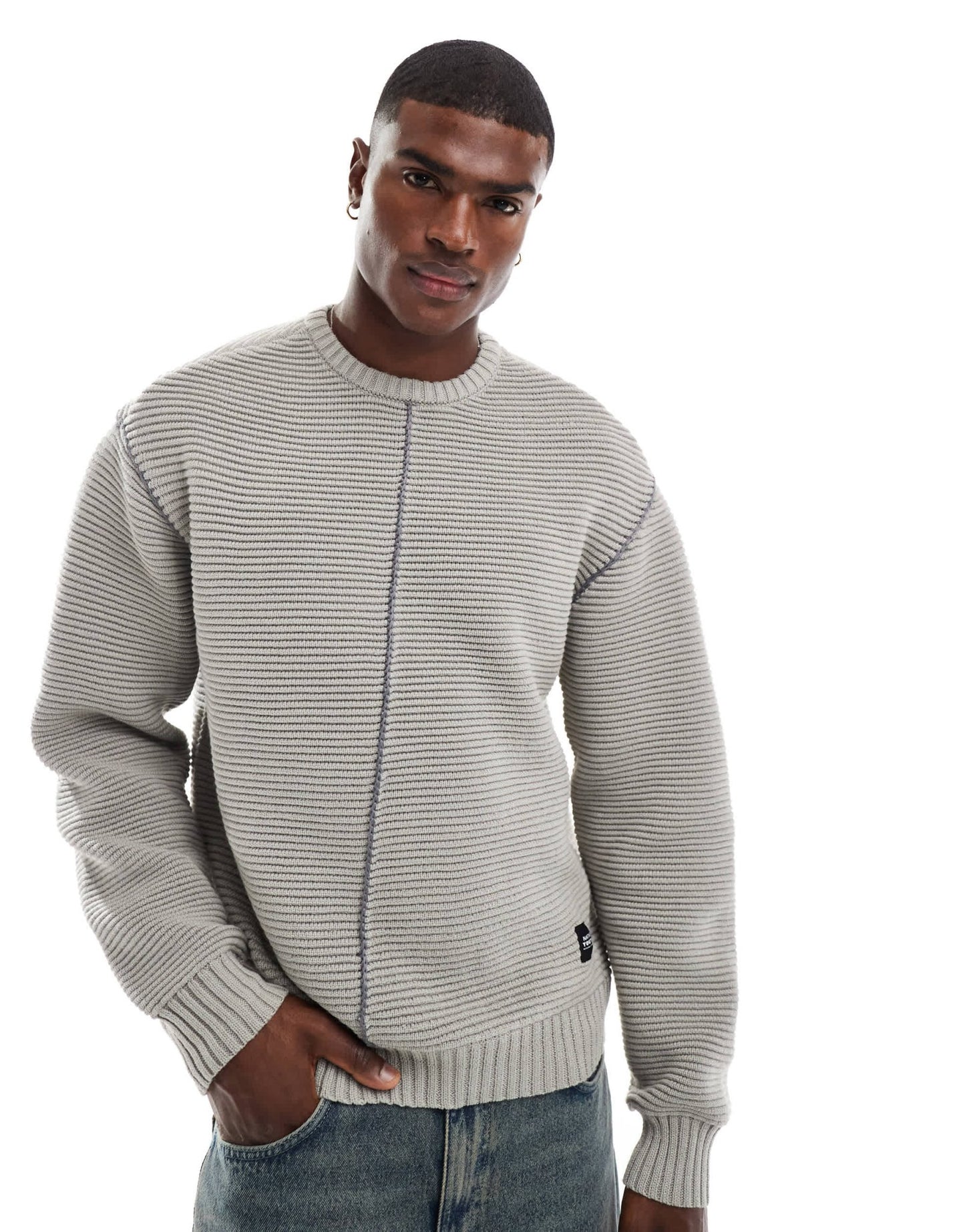 Native Youth chunky rib boxy jumper in grey - ASOS Sample Sale EU Store