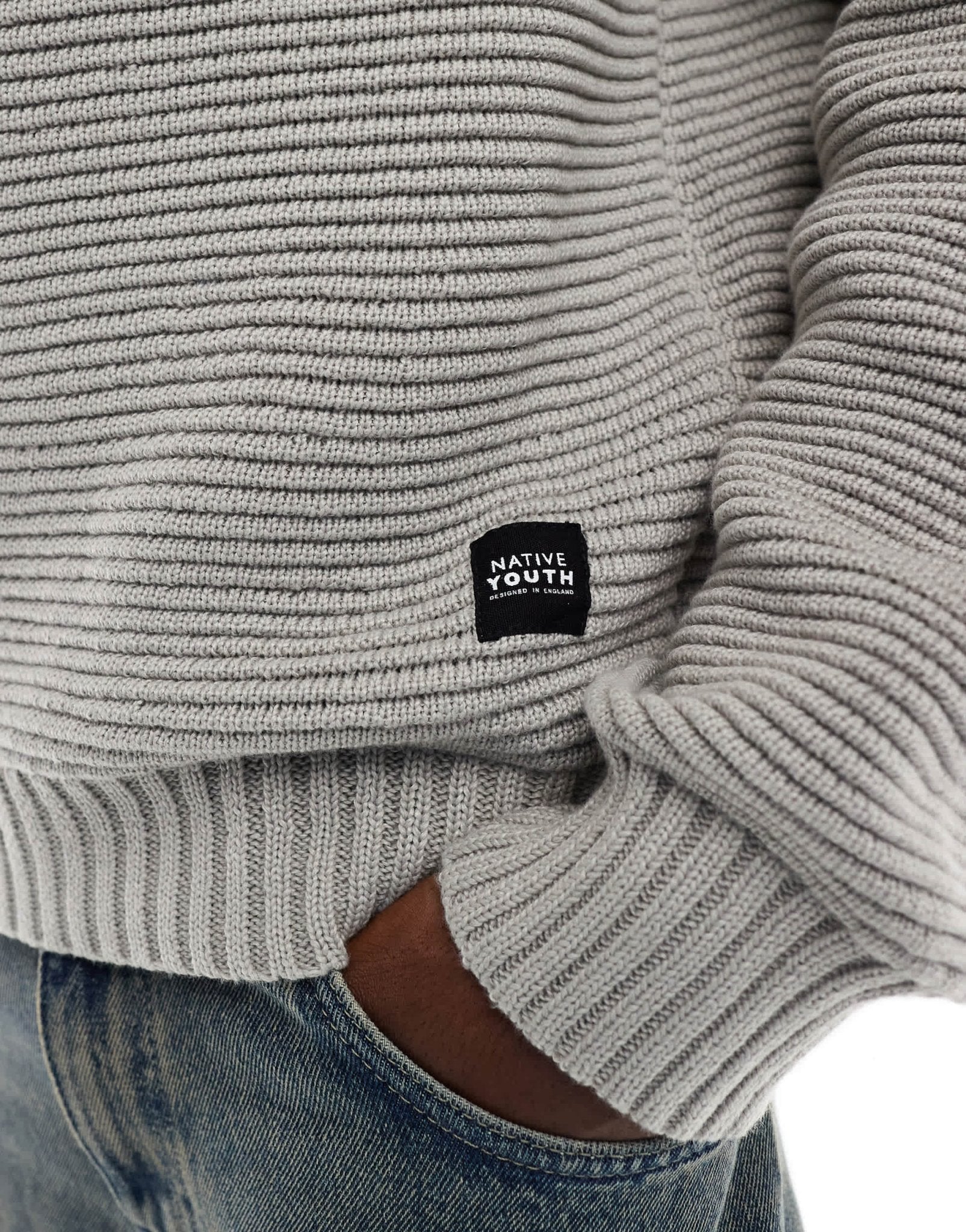 Native Youth chunky rib boxy jumper in grey - ASOS Sample Sale EU Store