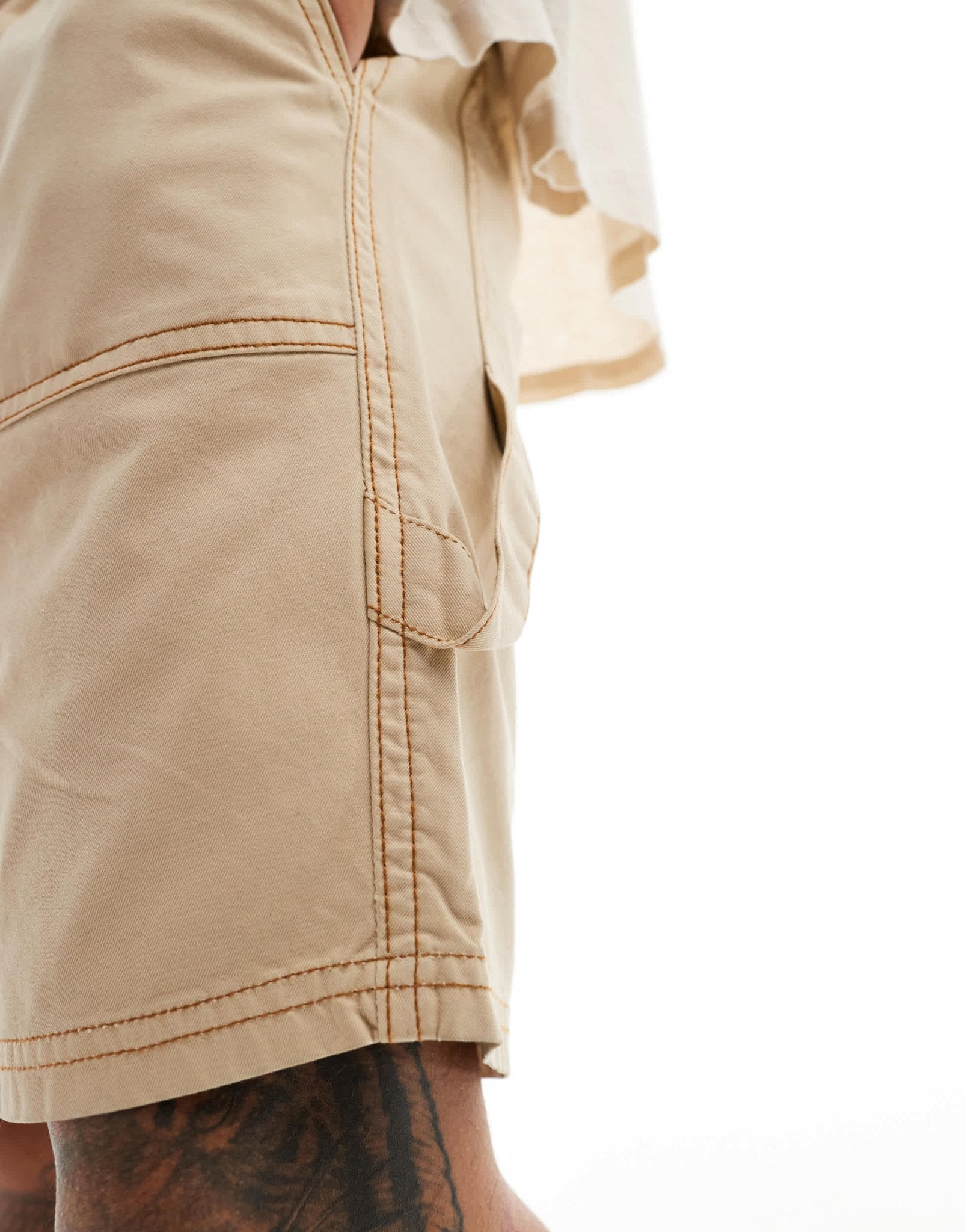 Native Youth contrast stitch utility shorts in beige - ASOS Sample Sale EU Store