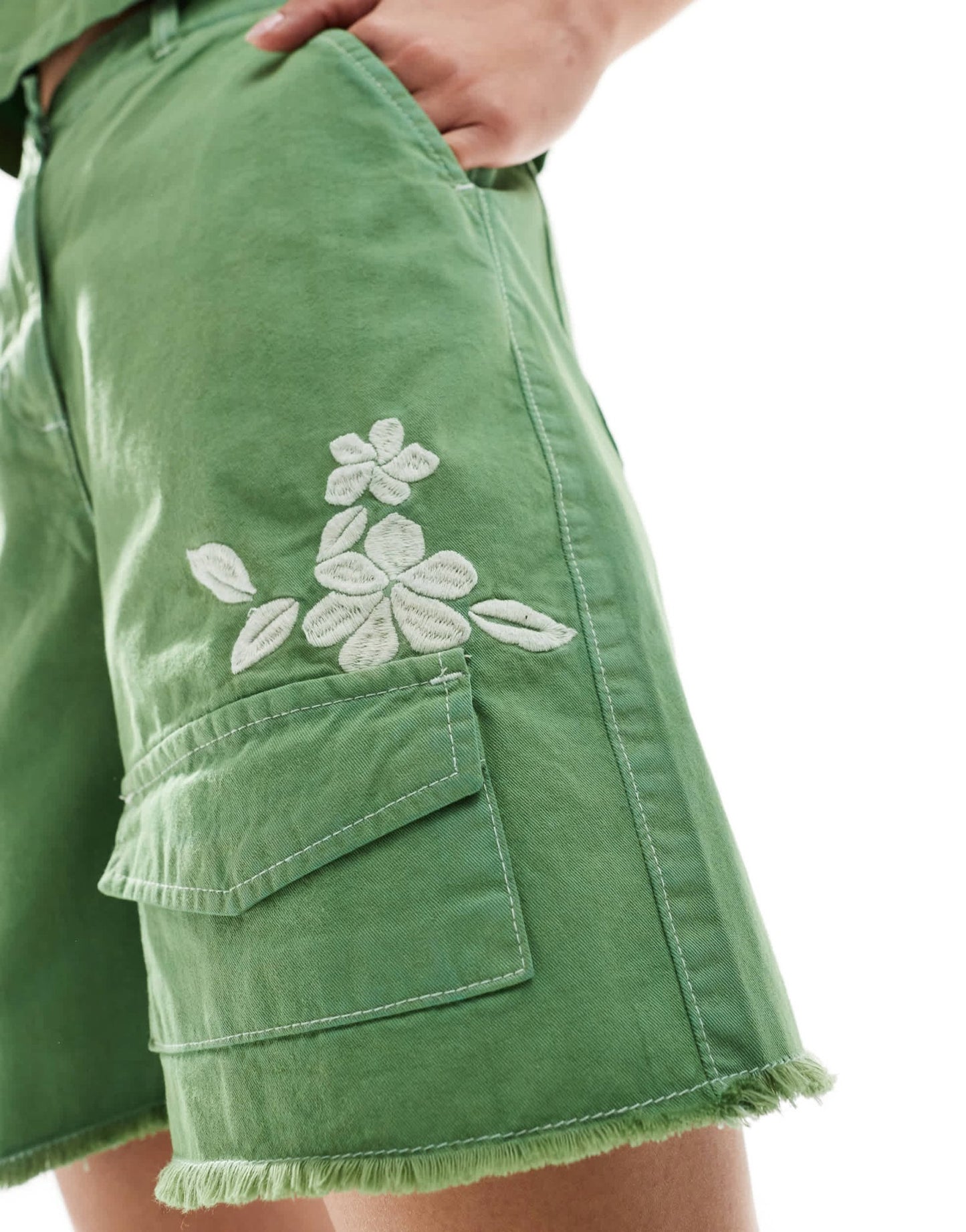 Native Youth embroidered pocket detail short co - ord in green - ASOS Sample Sale EU Store