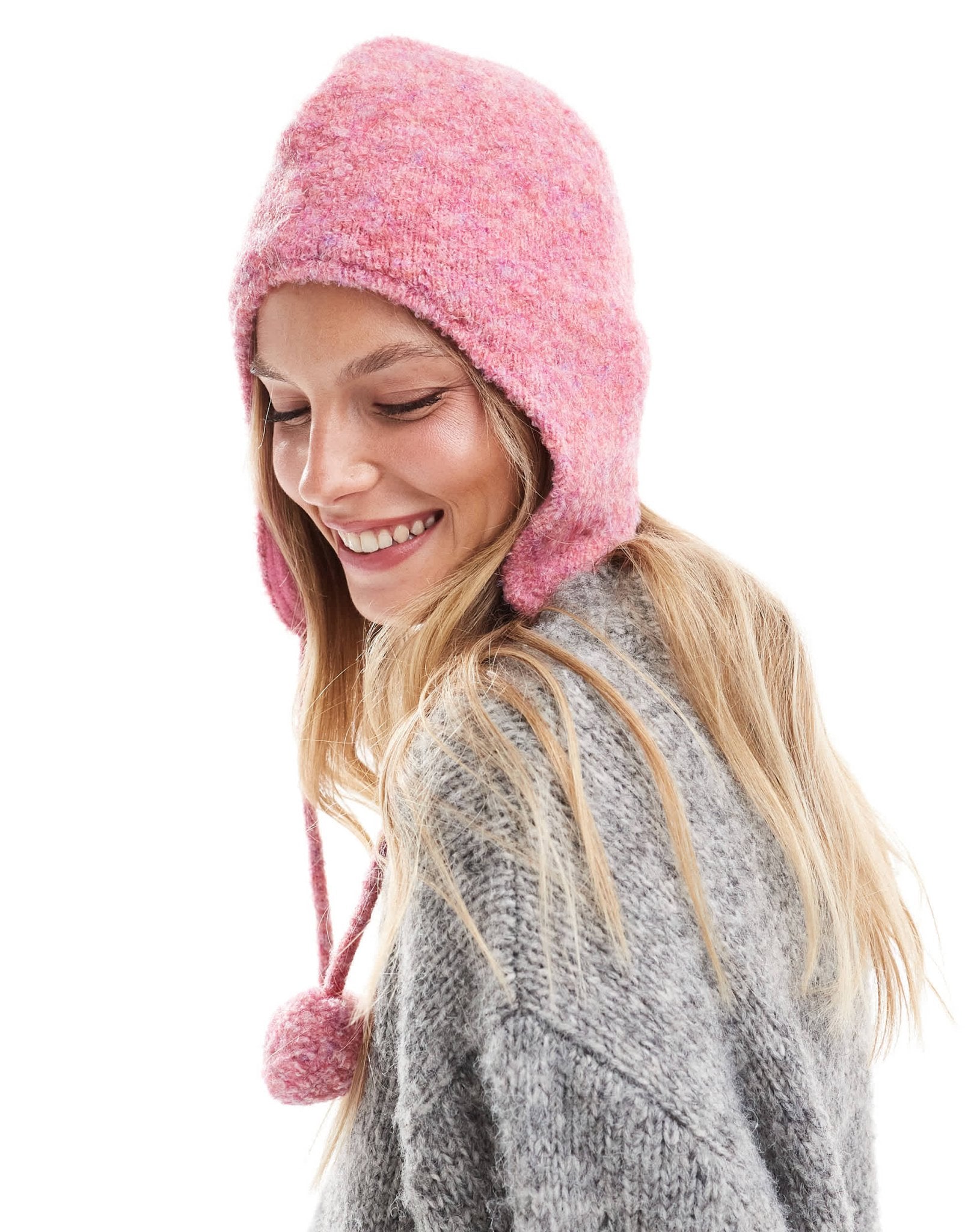 Native Youth knitted bonnet hat in pink marl - ASOS Sample Sale EU Store