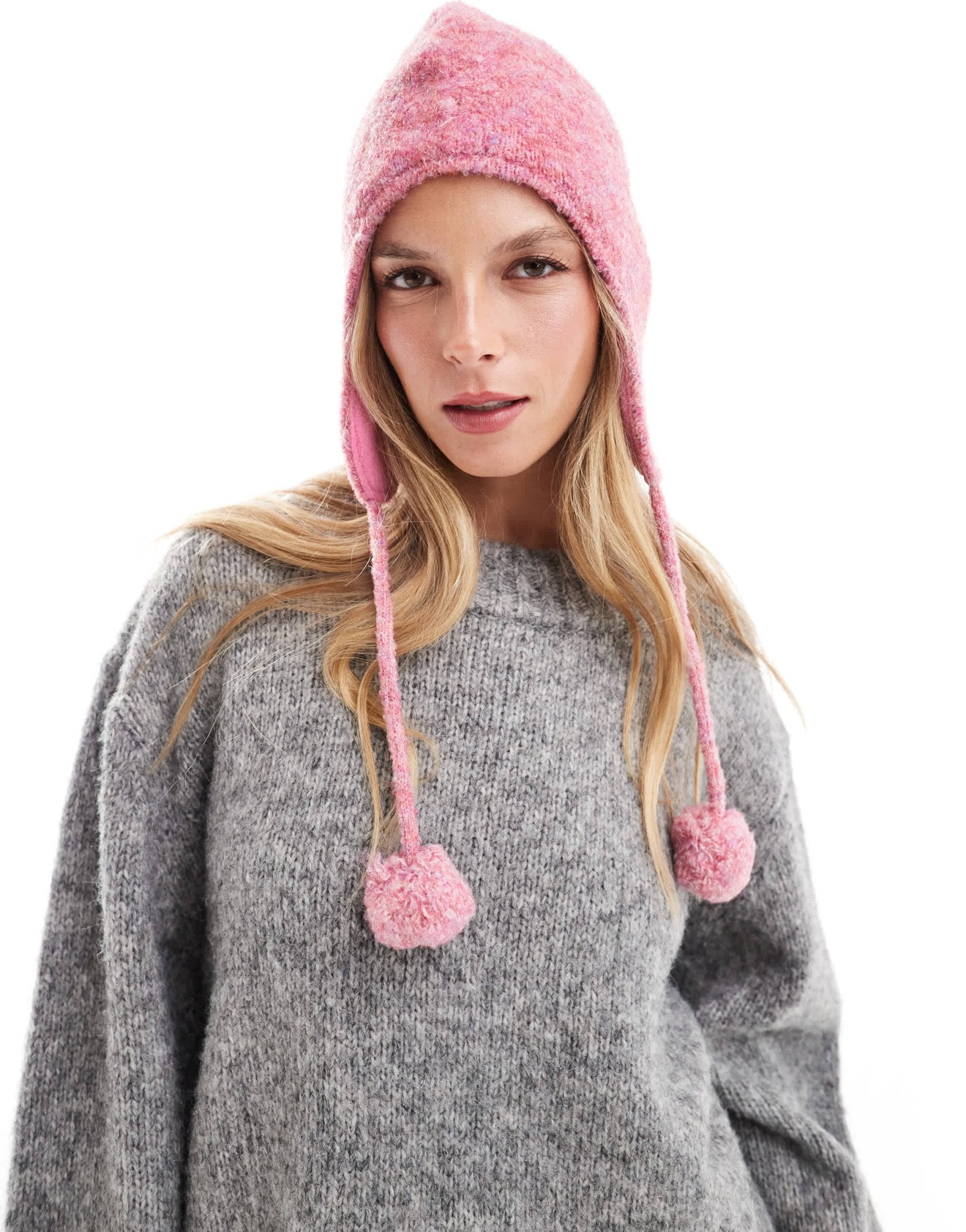 Native Youth knitted bonnet hat in pink marl - ASOS Sample Sale EU Store