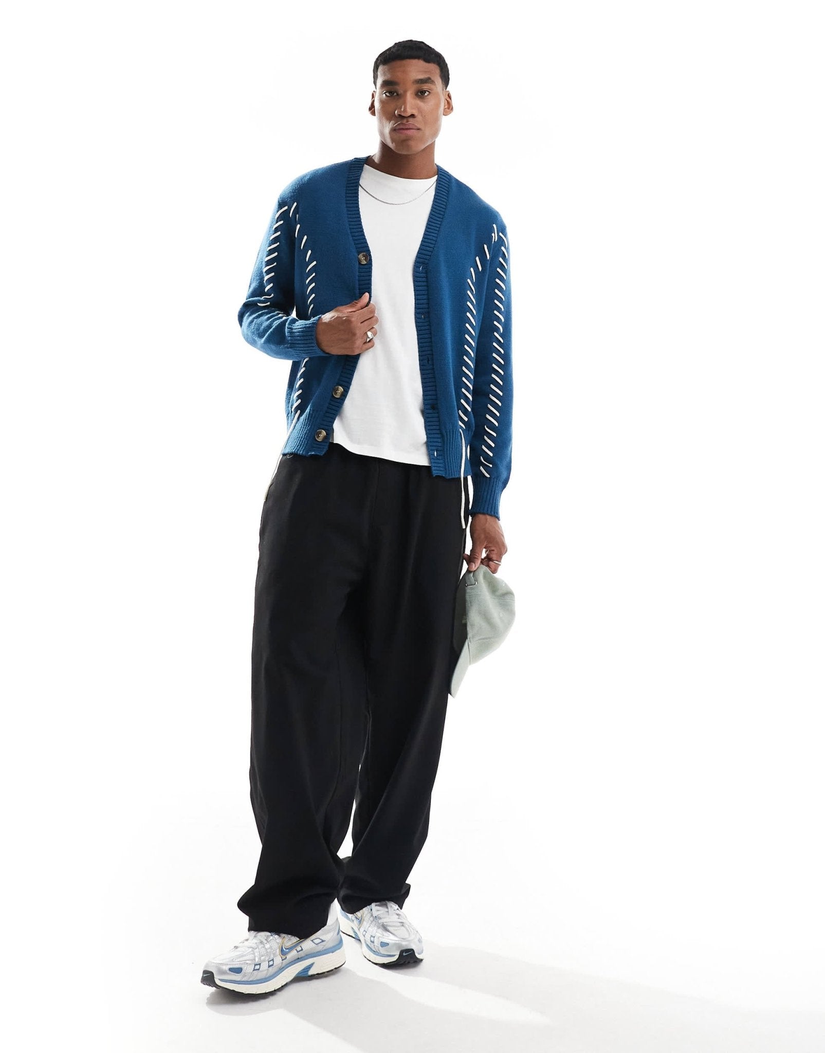 Native Youth lace - up detail relaxed cardigan in teal blue - ASOS Sample Sale EU Store