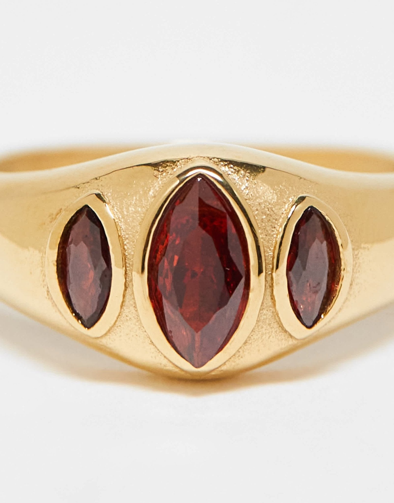 Neck On The Line gold plated ruby stone ring - ASOS Sample Sale EU Store