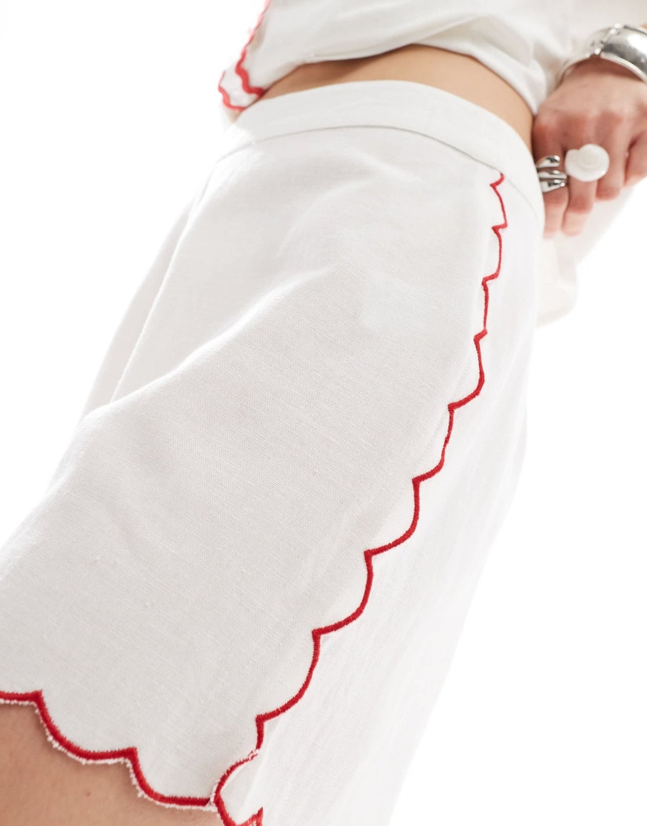 Neon Rose rik - rak detail shorts co - ord in white - ASOS Sample Sale EU Store