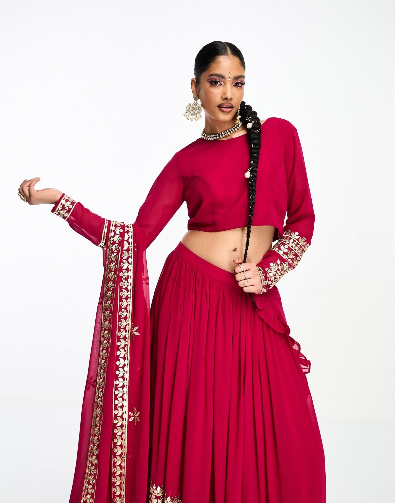 Nesavaali lahenga embroidered full maxi skirt in berry - ASOS Sample Sale EU Store