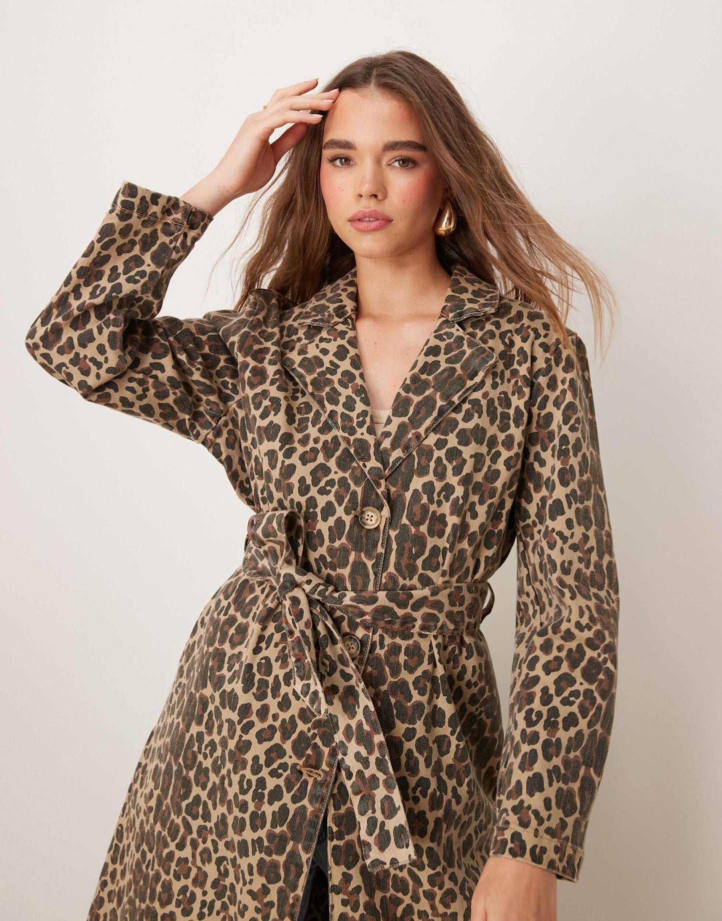 Never Fully Dressed denim longline jacket in leopard print - ASOS Sample Sale EU Store