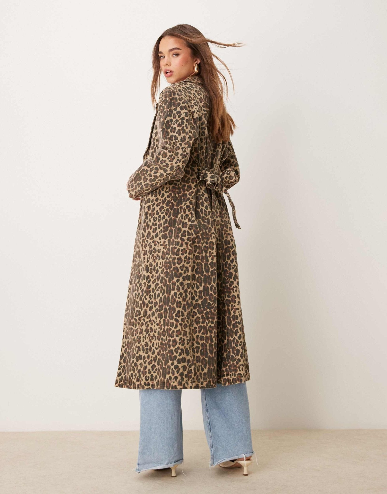 Never Fully Dressed denim longline jacket in leopard print - ASOS Sample Sale EU Store
