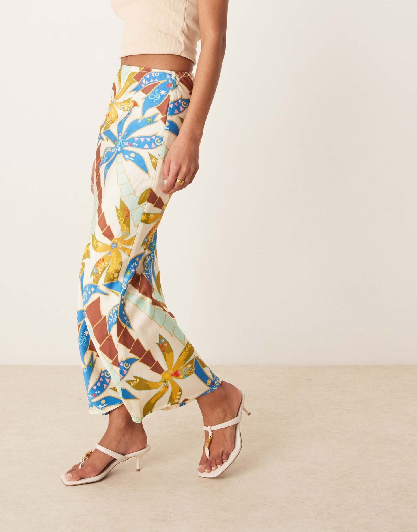 Never Fully Dressed Dorris maxi skirt co - ord in blue palm print - ASOS Sample Sale EU Store