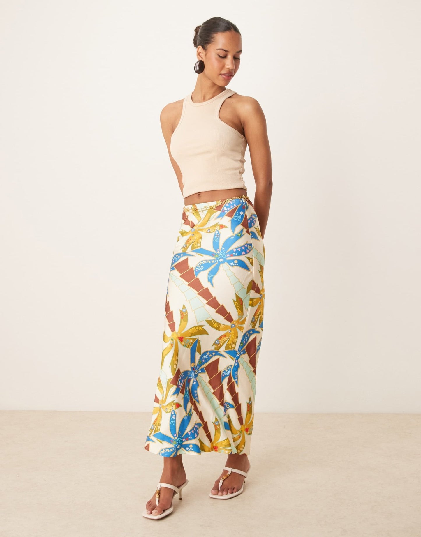 Never Fully Dressed Dorris maxi skirt co - ord in blue palm print - ASOS Sample Sale EU Store
