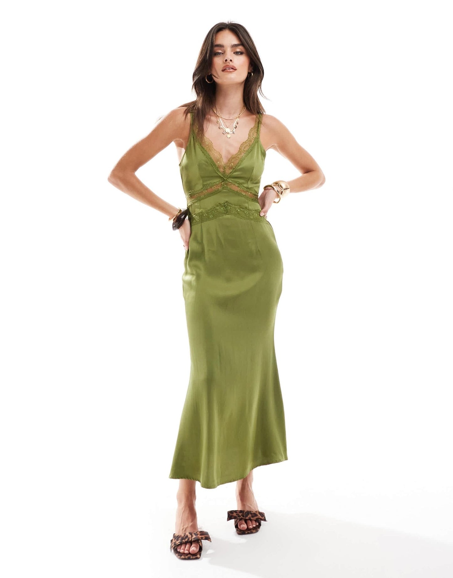 Never Fully Dressed lace bodice maxi dress in olive - ASOS Sample Sale EU Store