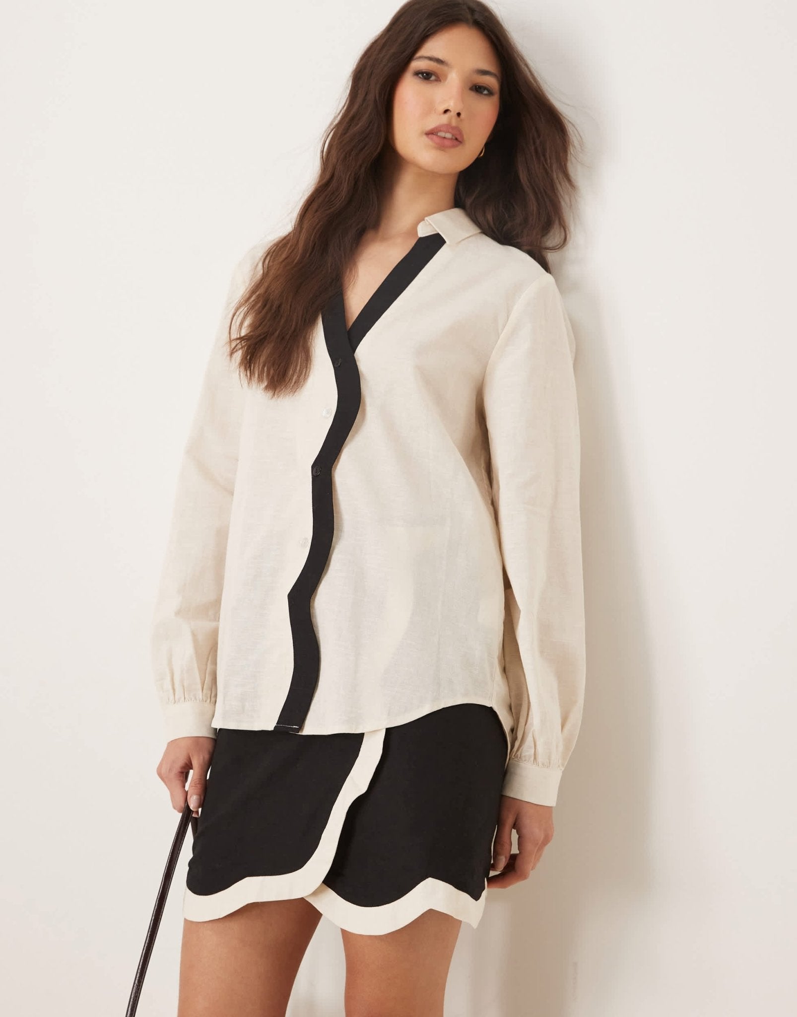Never Fully Dressed Miley contrast shirt co - ord in cream - ASOS Sample Sale EU Store