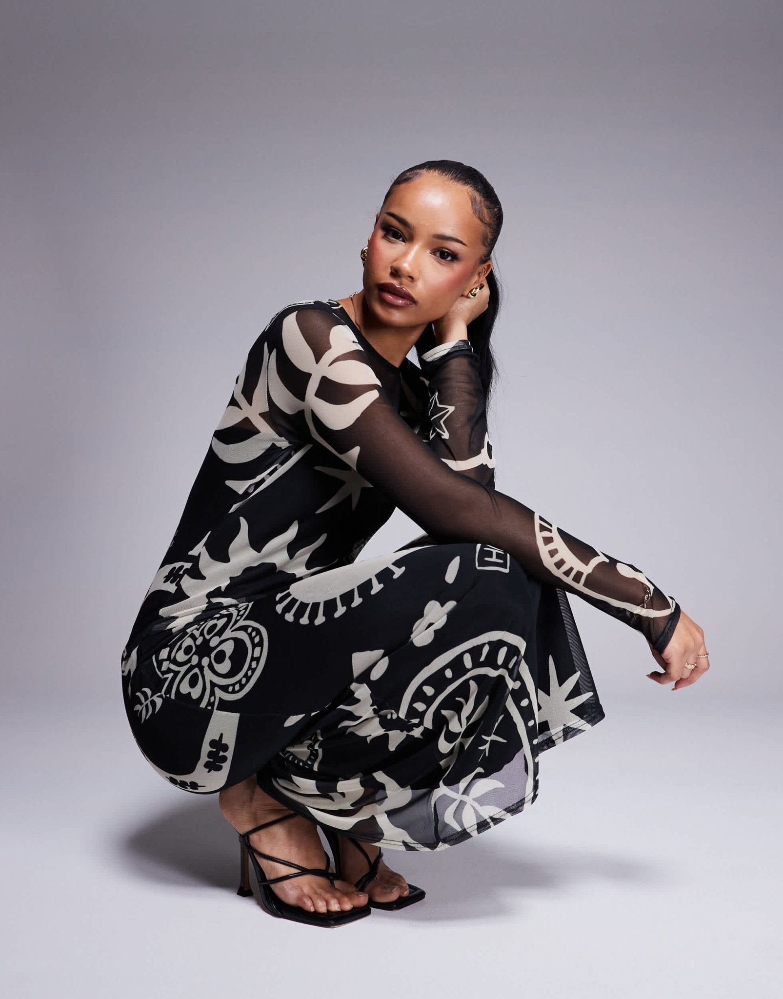 Never Fully Dressed Petite mesh maxi dress in love print - ASOS Sample Sale EU Store