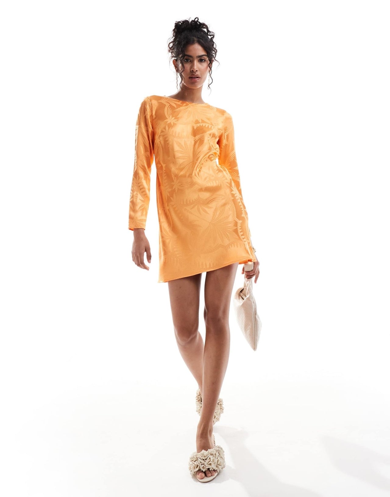 Never Fully Dressed Soho embossed satin mini dress in orange - ASOS Sample Sale EU Store