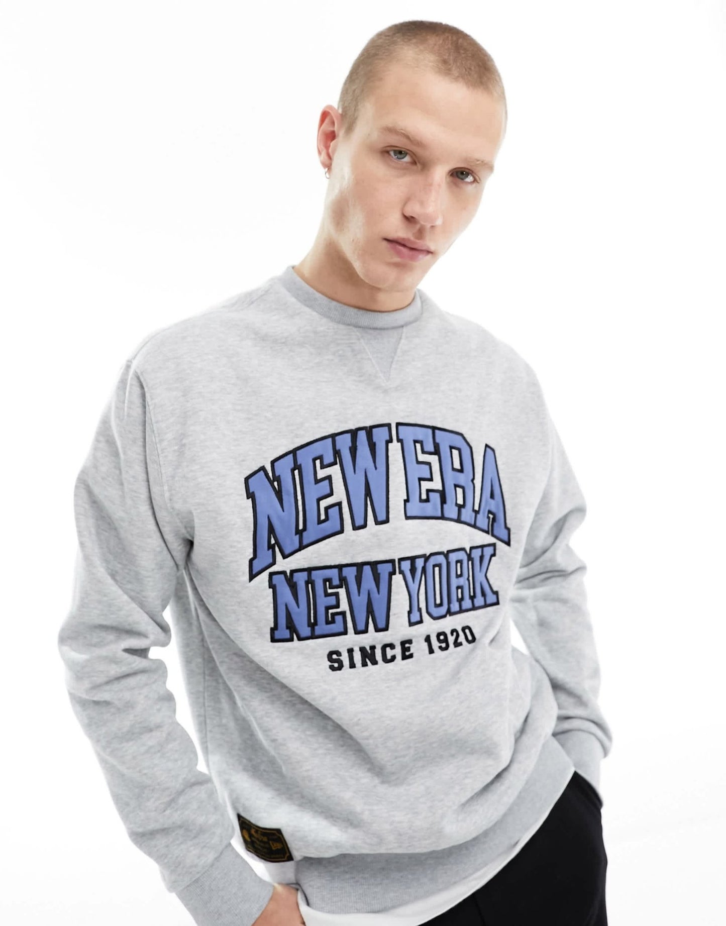 New Era logo front sweatshirt in grey marl - ASOS Sample Sale EU Store