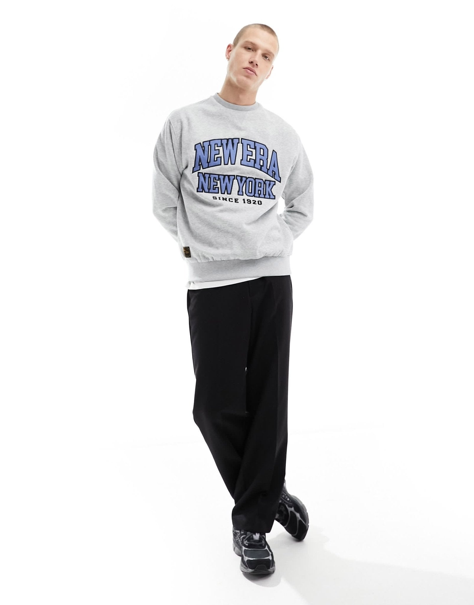 New Era logo front sweatshirt in grey marl - ASOS Sample Sale EU Store