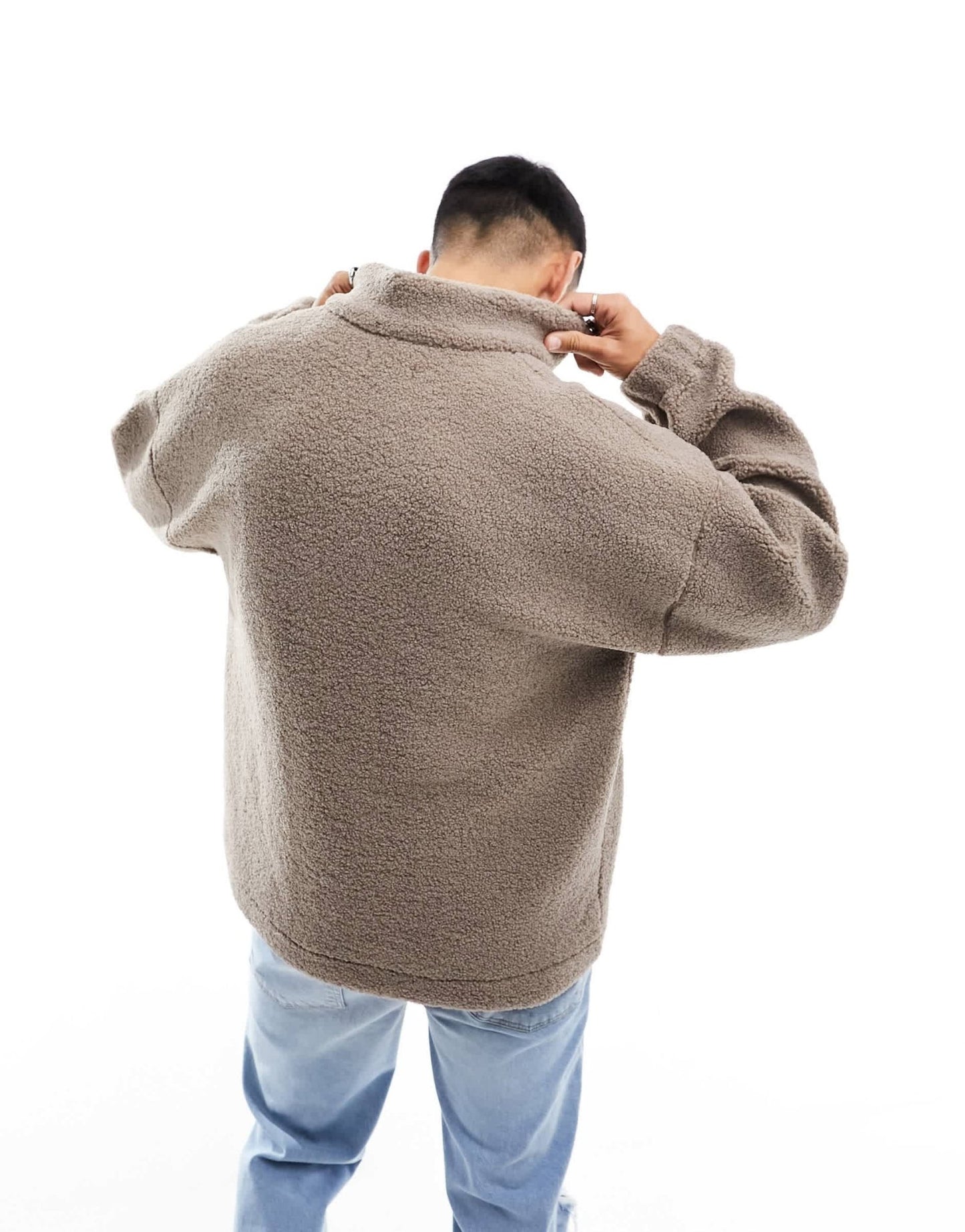 New Look 1/2 zip borg funnel neck in stone - ASOS Sample Sale EU Store