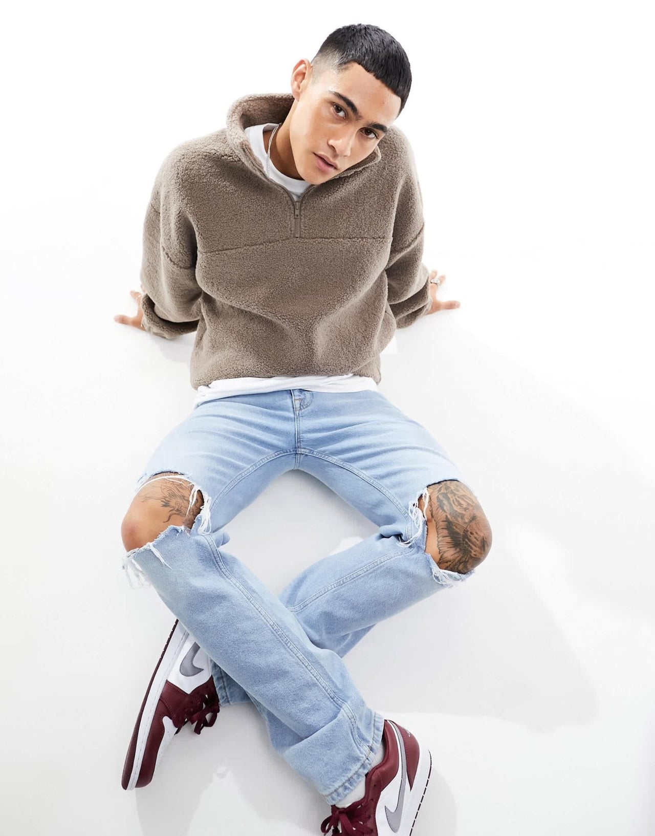 New Look 1/2 zip borg funnel neck in stone - ASOS Sample Sale EU Store