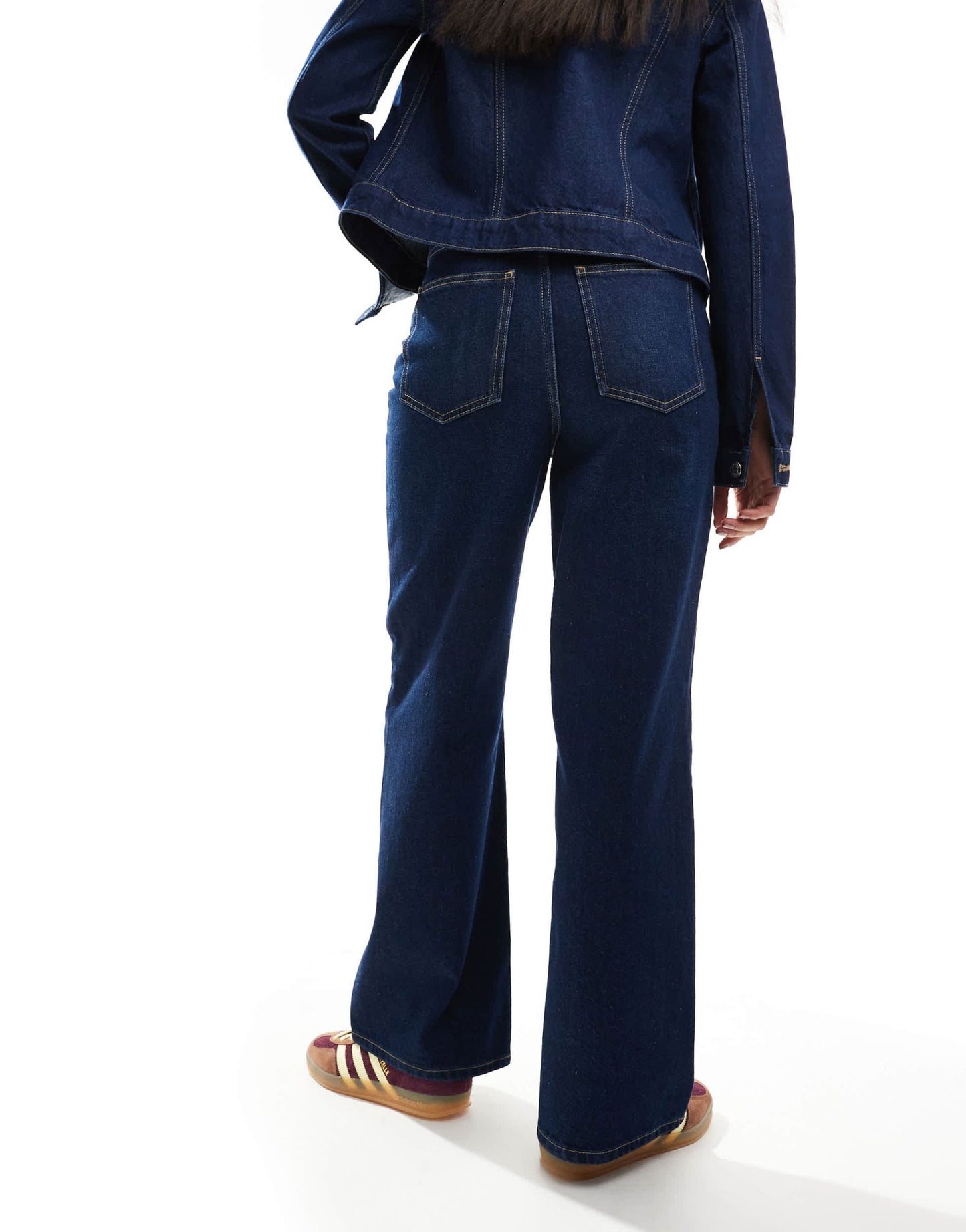 New Look Adalae high waisted wide leg jeans in dark blue - ASOS Sample Sale EU Store
