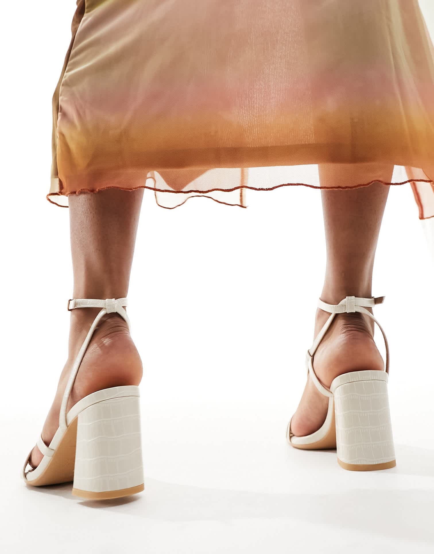 New Look block heel multi - strap sandal in cream - ASOS Sample Sale EU Store
