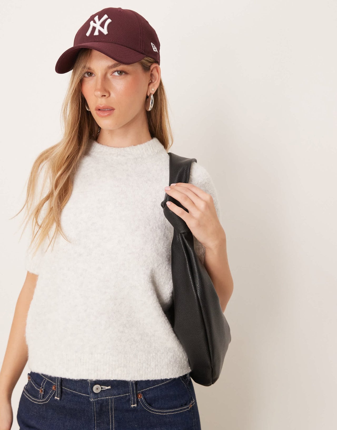 New Look boucle fluffy knitted tee in grey - ASOS Sample Sale EU Store