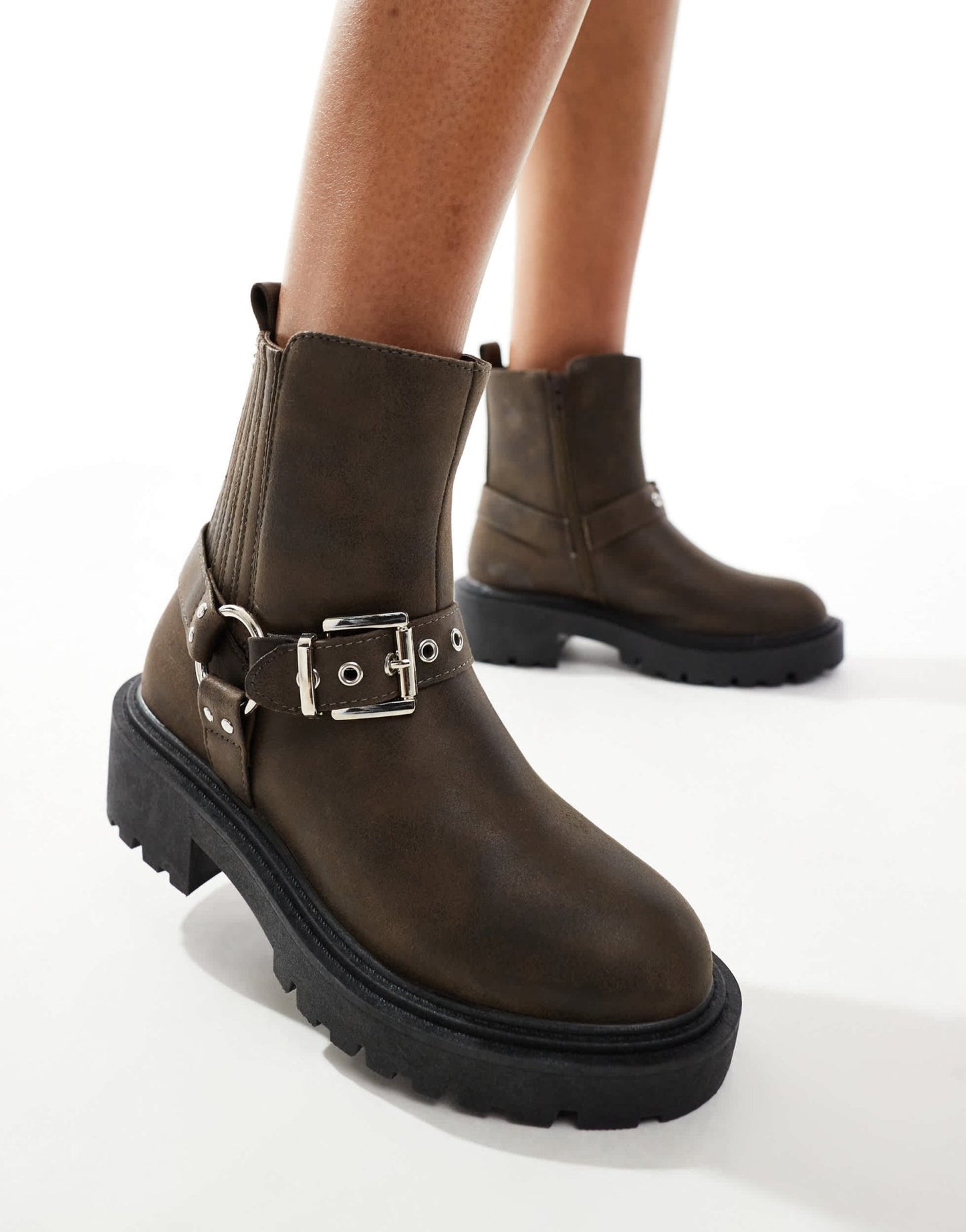 New Look buckle biker chelsea boot in brown - ASOS Sample Sale EU Store