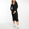 New Look button through ribbed knitted dress in black
