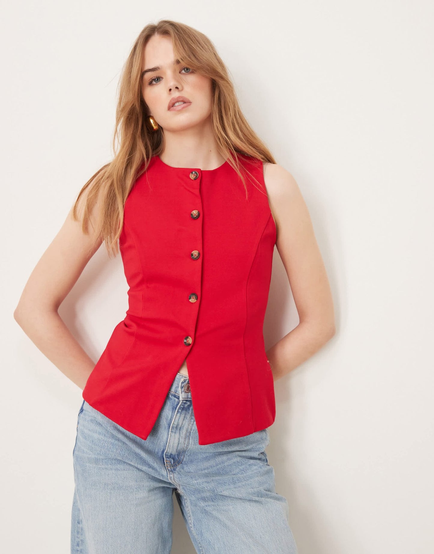 New Look crew neck waistcoat in red - ASOS Sample Sale EU Store