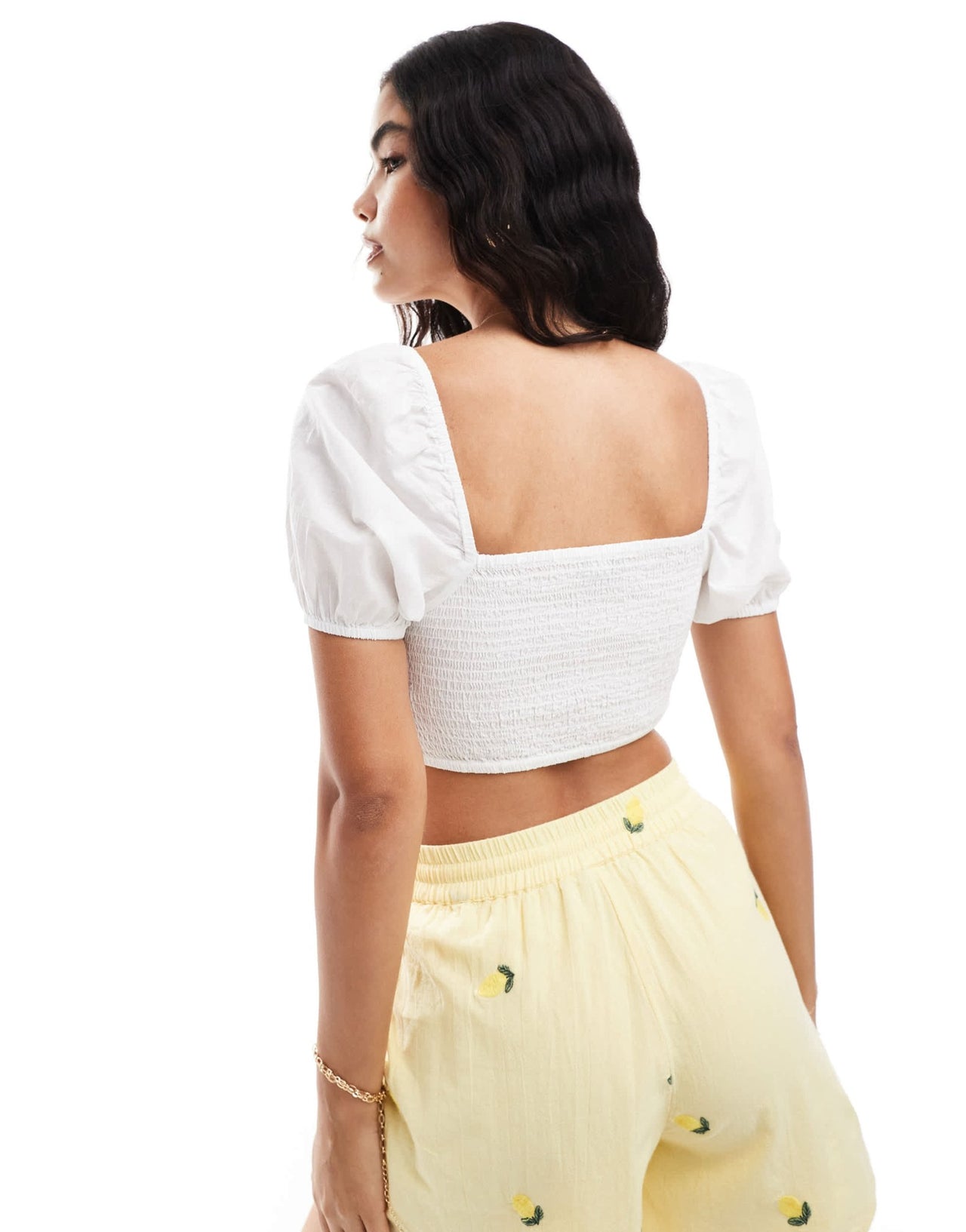 New Look crochet puff sleeve crop top in white - ASOS Sample Sale EU Store