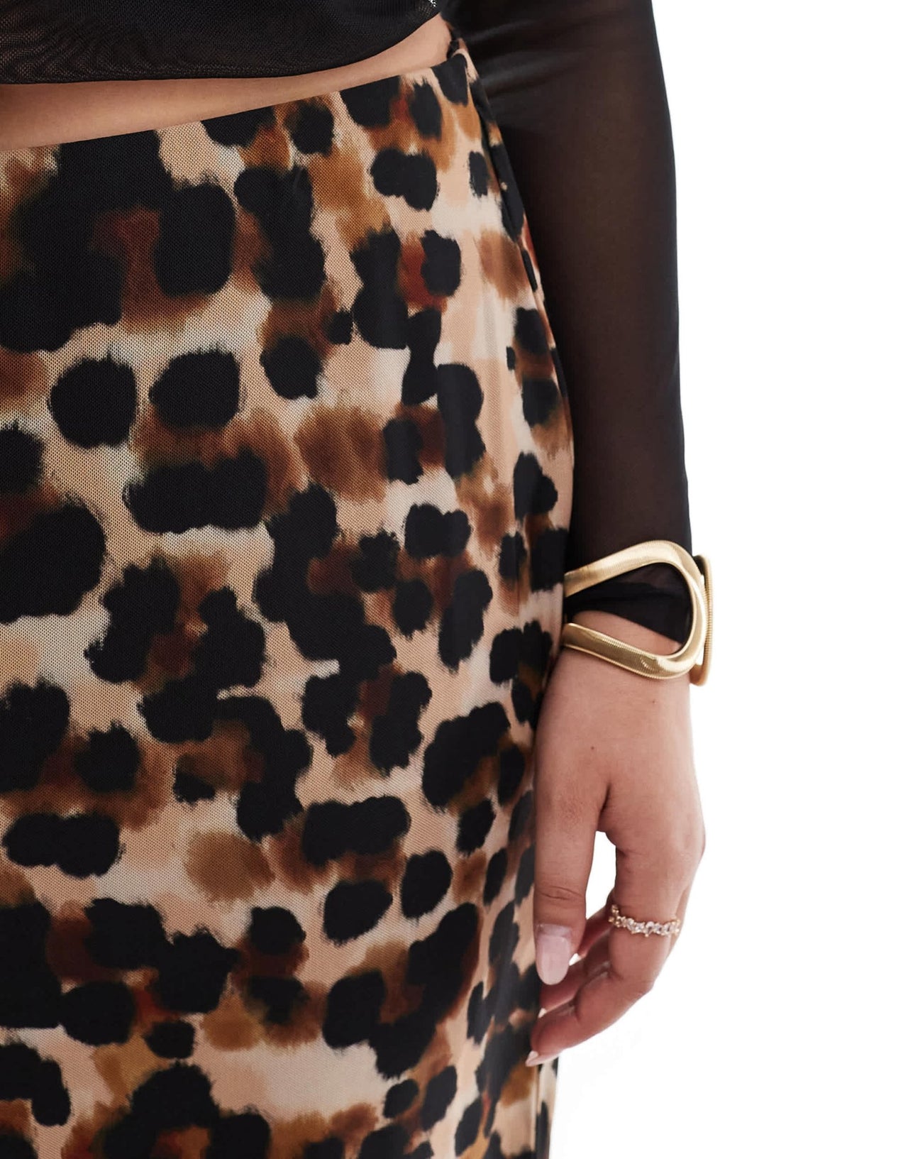 New Look Curve mesh midi skirt in leopard print - ASOS Sample Sale EU Store