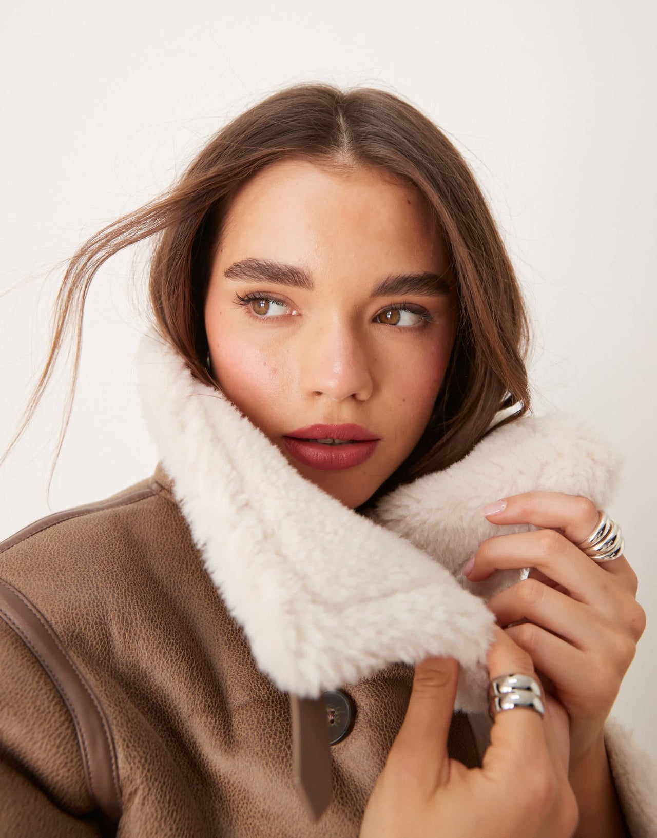 New Look funnel neck borg jacket in mink - ASOS Sample Sale EU Store