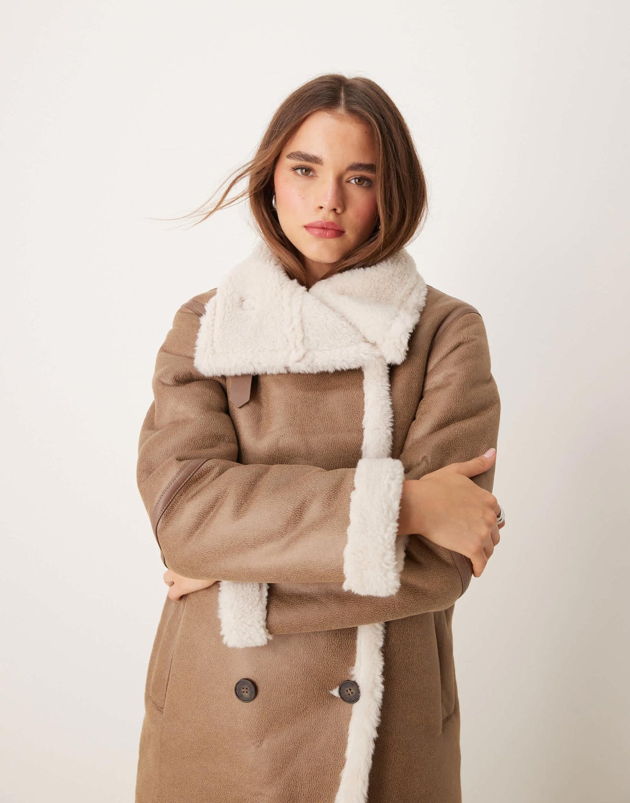 New Look funnel neck borg jacket in mink - ASOS Sample Sale EU Store
