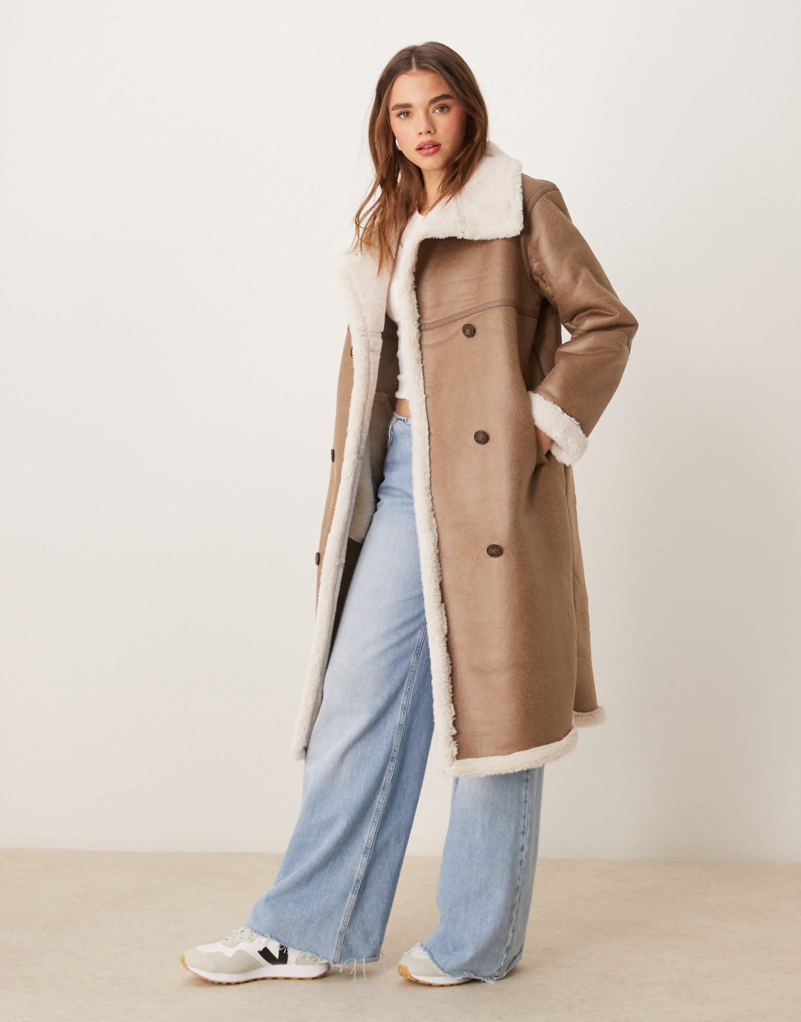 New Look funnel neck borg jacket in mink - ASOS Sample Sale EU Store