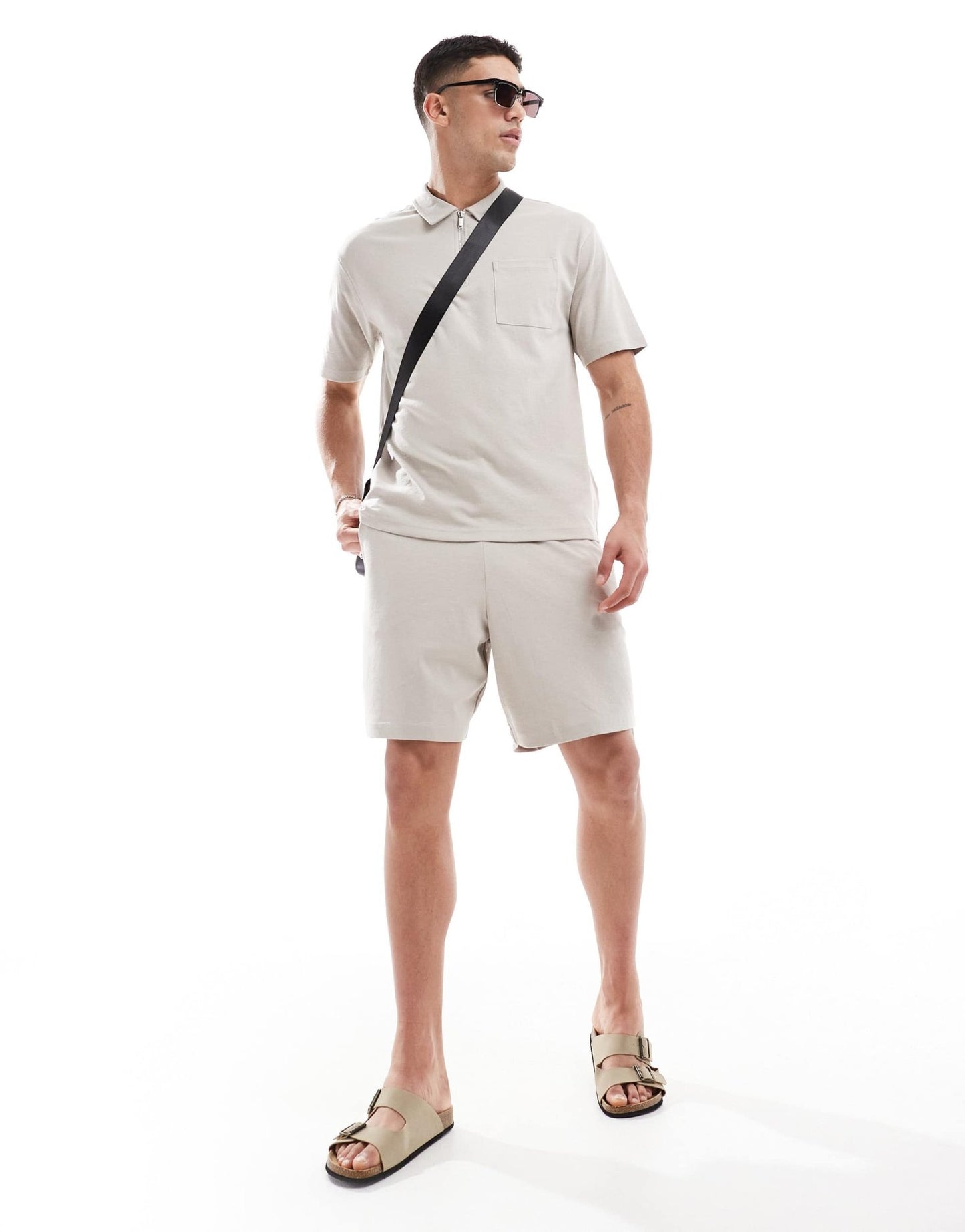 New Look jersey short co - ord in stone - ASOS Sample Sale EU Store