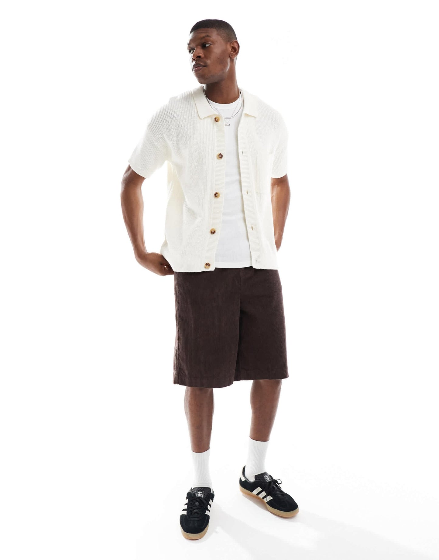 New Look knitted shirt in cream - ASOS Sample Sale EU Store