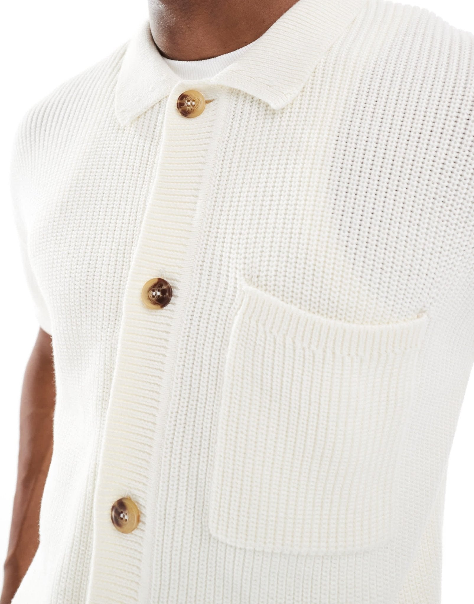 New Look knitted shirt in cream - ASOS Sample Sale EU Store