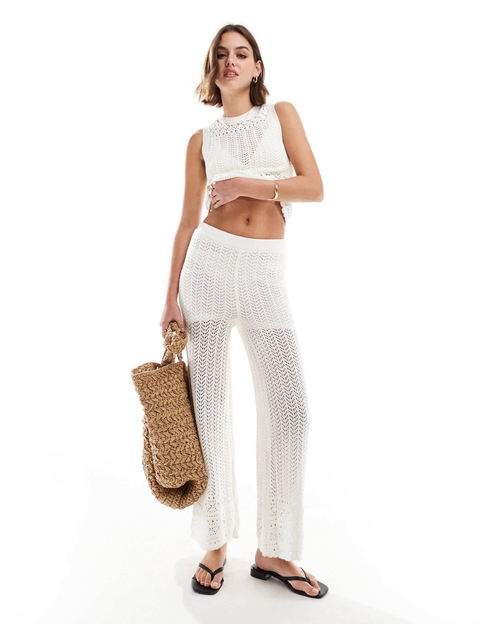 New Look knitted trouser co ord in cream - ASOS Sample Sale EU Store