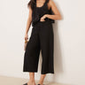 New Look linen cropped trousers in black
