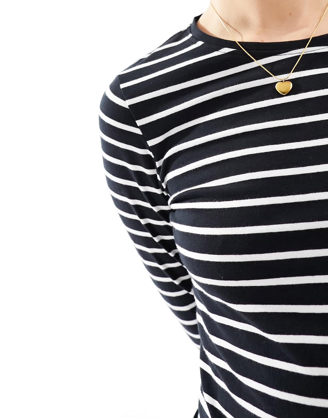 New Look long sleeve crew neck top in white stripe - ASOS Sample Sale EU Store
