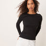 Top a maniche lunghe con bordo a lattuga New Look nero